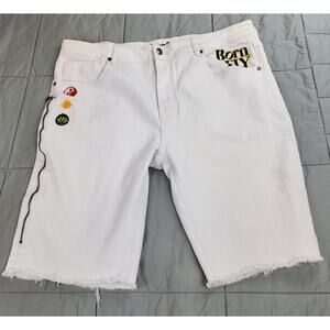 Born Fly Shorts Mens 38 white cotton Denim Jean  Skater Streetwear New york
